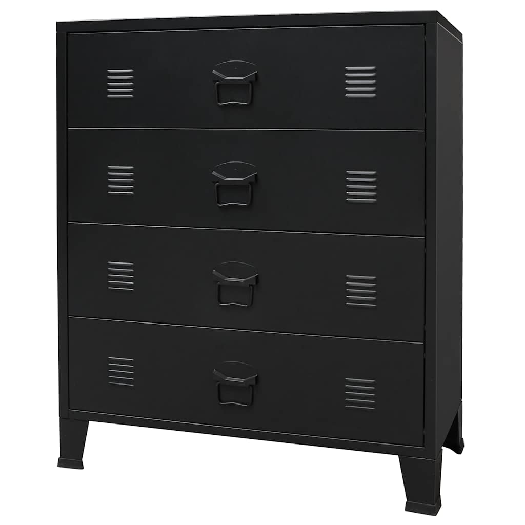 kommode i metal industriel stil 78 x 40 x 93 cm sort