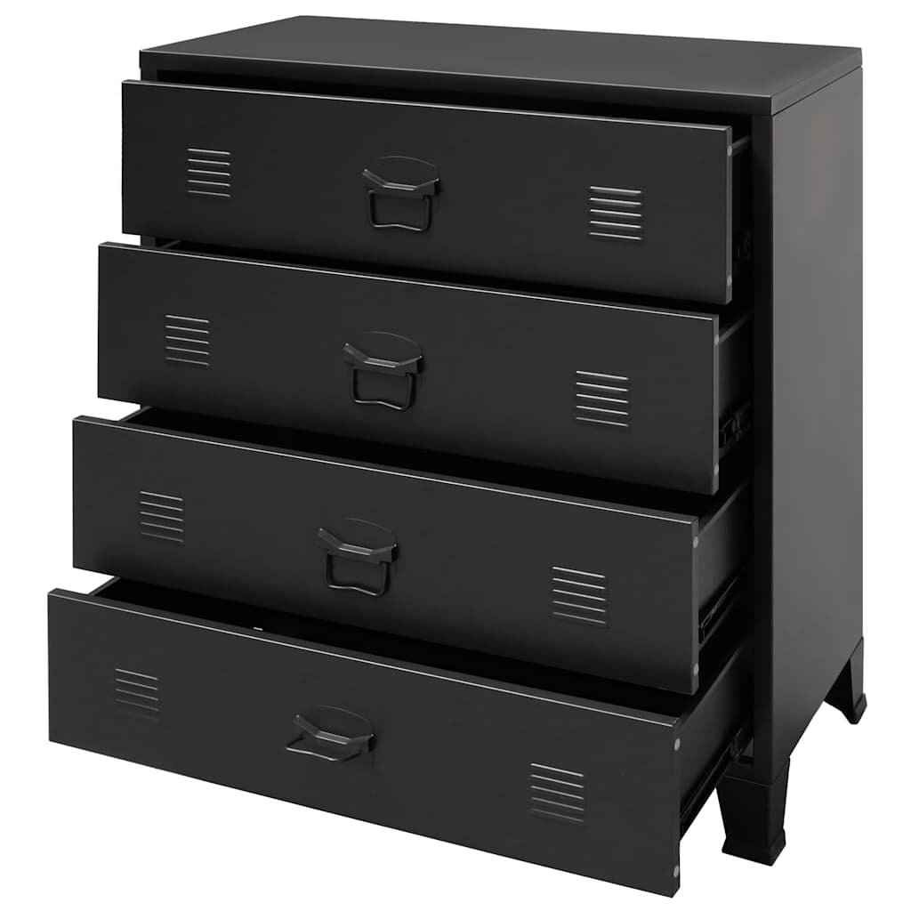 kommode i metal industriel stil 78 x 40 x 93 cm sort