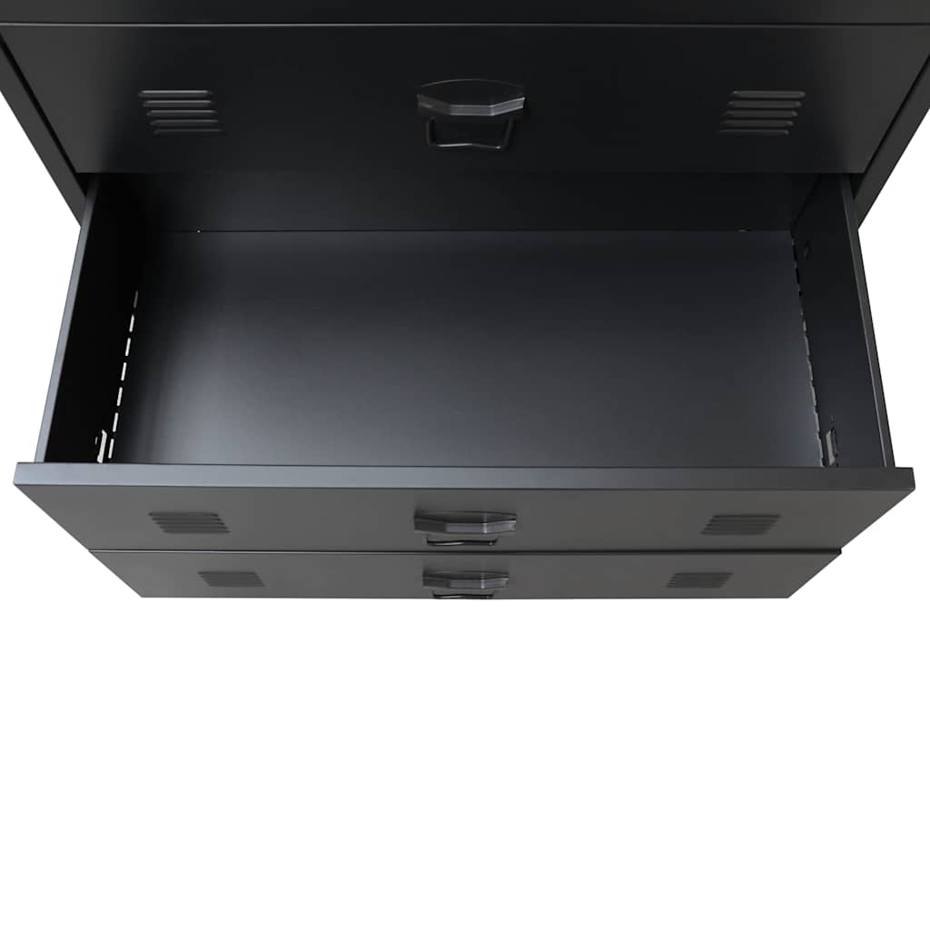 kommode i metal industriel stil 78 x 40 x 93 cm sort