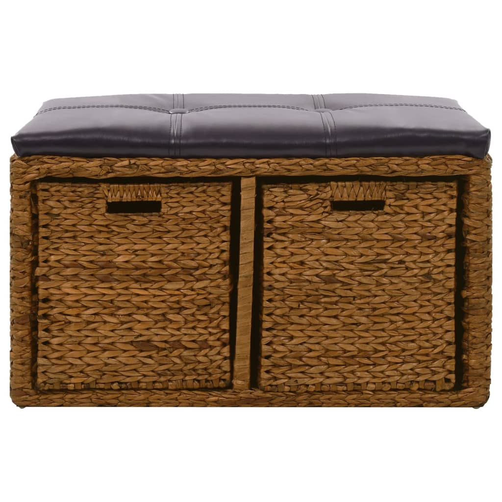 bænk med 2 kurve søgræs 71 x 40 x 42 cm brun