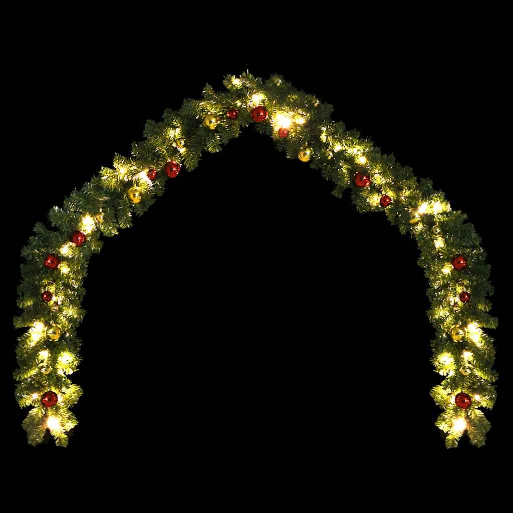 juleguirlande dekoreret med kugler og LED-lys 5 m