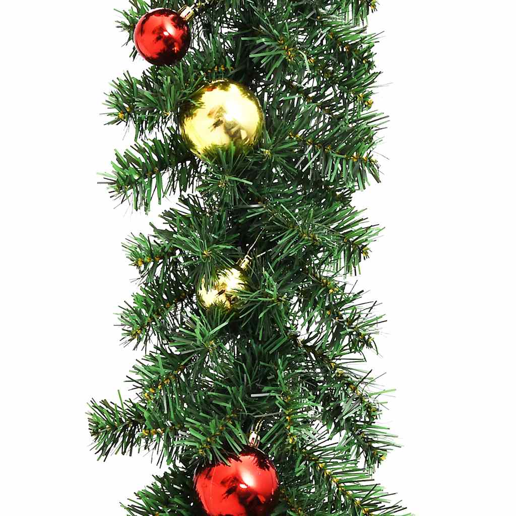 juleguirlande dekoreret med kugler og LED-lys 5 m