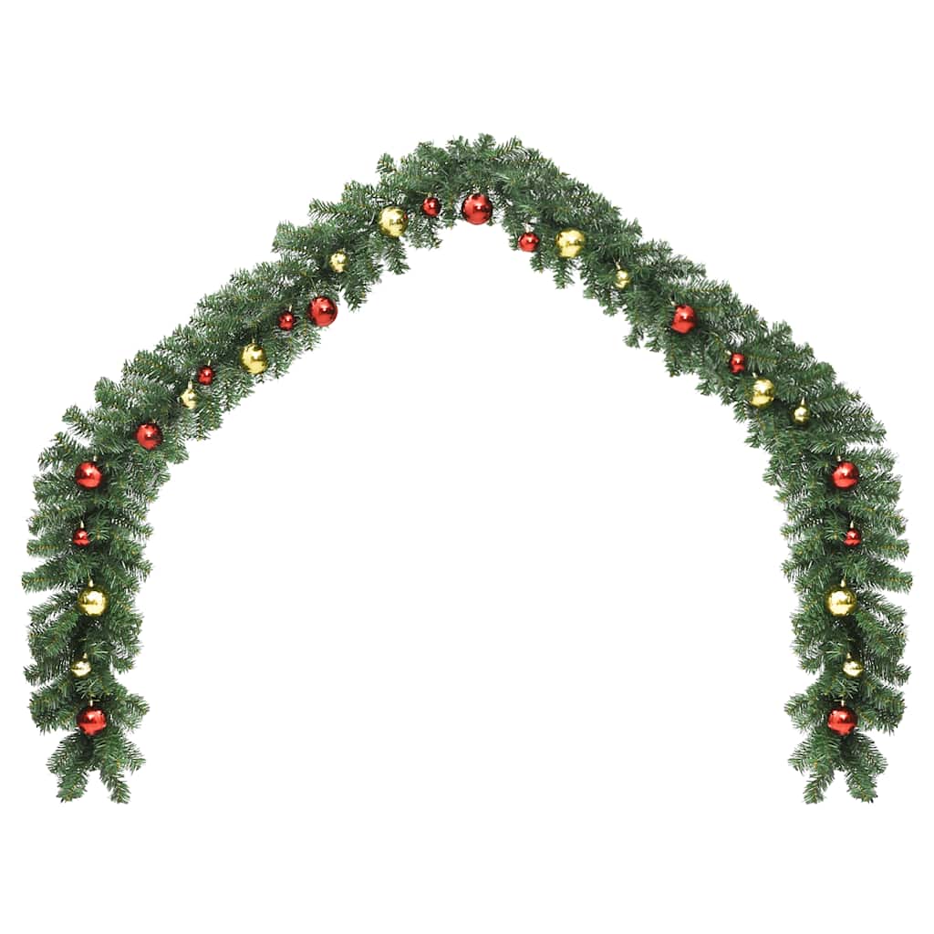 juleguirlande dekoreret med kugler og LED-lys 10 m