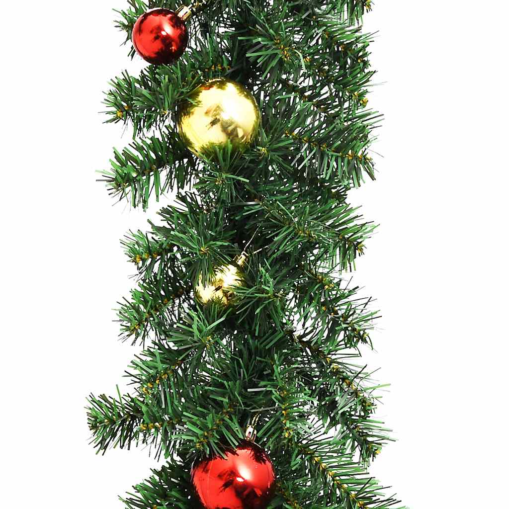 juleguirlande dekoreret med kugler og LED-lys 10 m