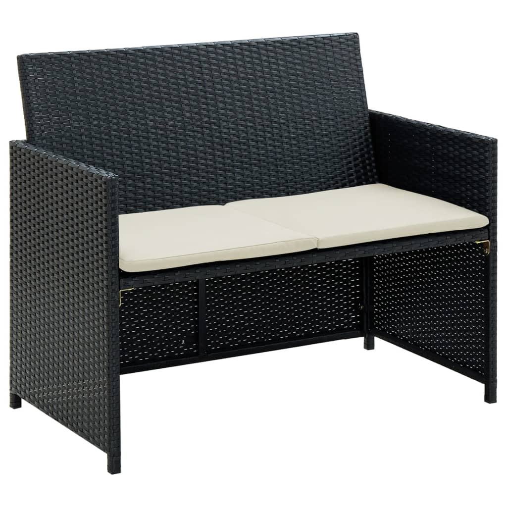 2-Personers Havesofa Med Hynder Polyrattan - 1 / Sort