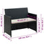 2-personers havesofa med hynder sort polyrattan
