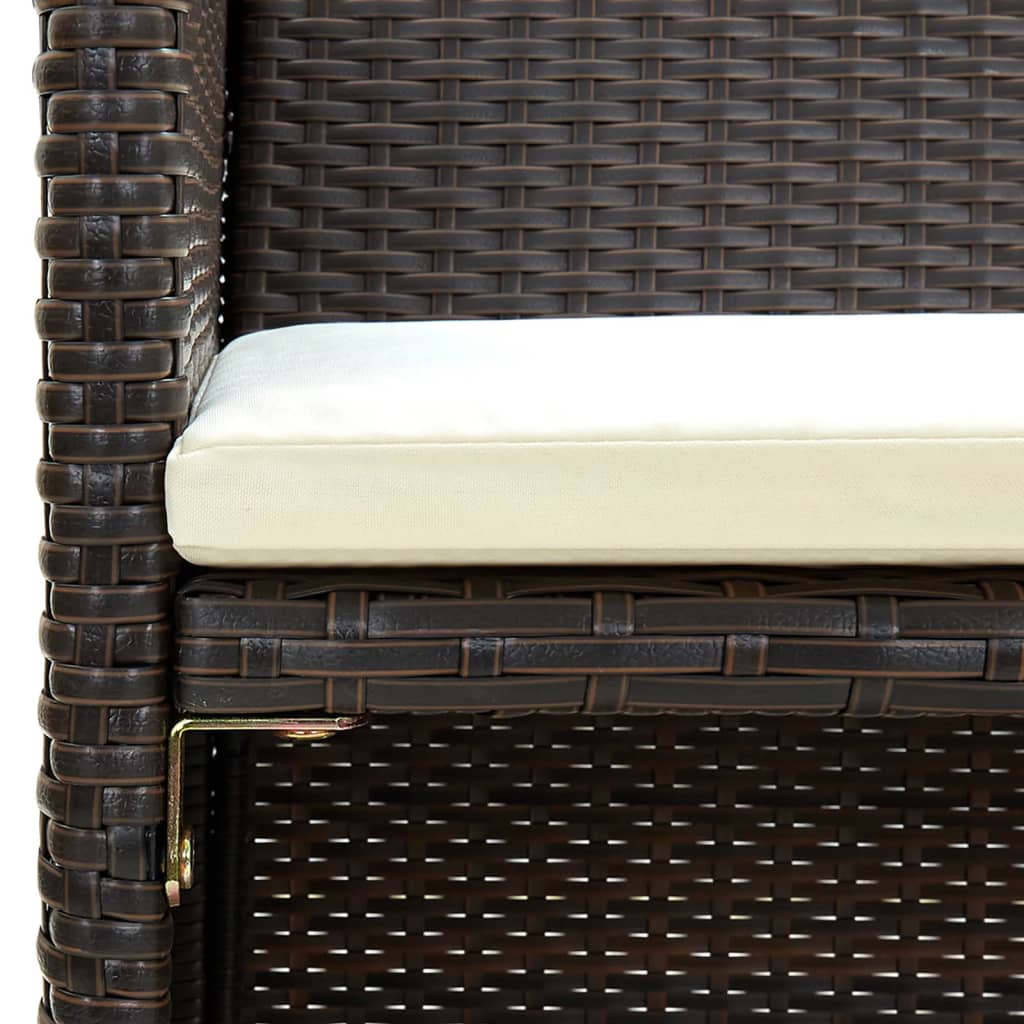 2-personers havesofa med hynder brun polyrattan