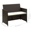 2-personers havesofa med hynder brun polyrattan