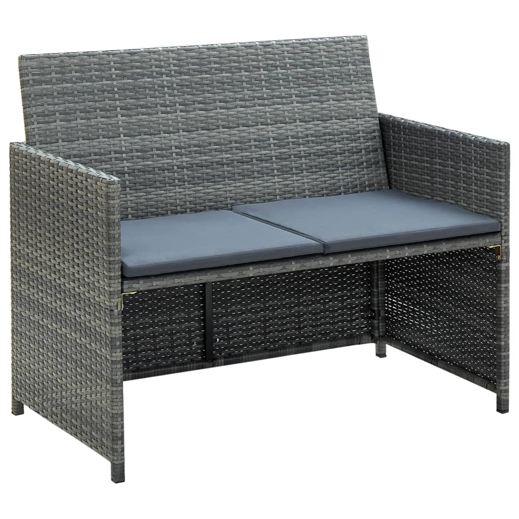 2-personers havesofa med hynder grå polyrattan billede