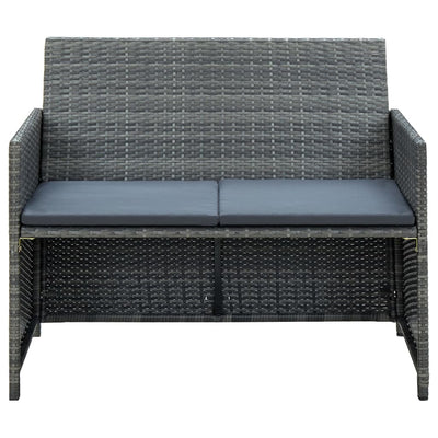 2-personers havesofa med hynder grå polyrattan