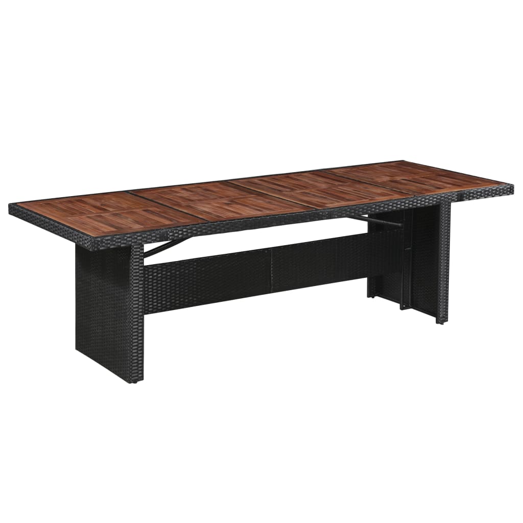 havebord 240x90x74 cm polyrattan og akacietræ billede