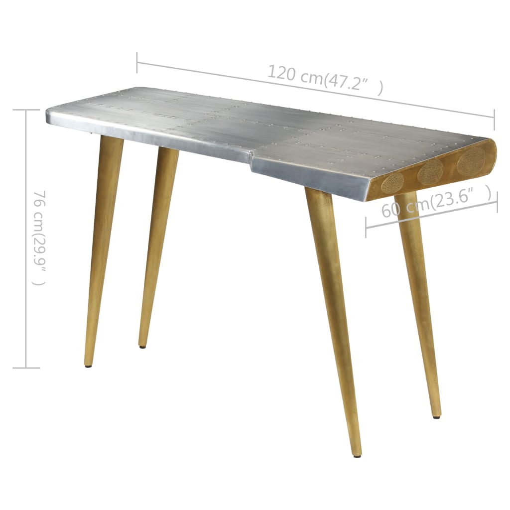 Aviator-skrivebord vintage flyverstil 120 x 60 x 76 cm
