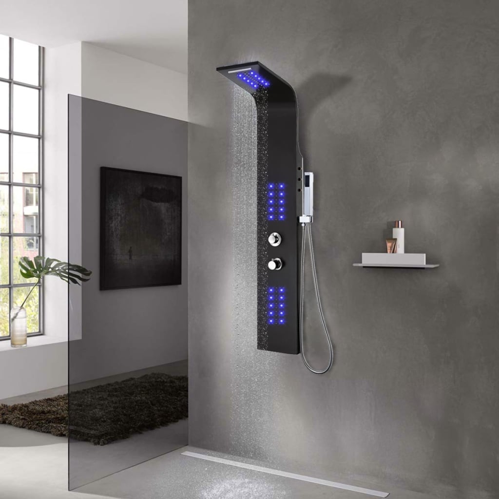 brusepanel 20x44x130 cm aluminium sort