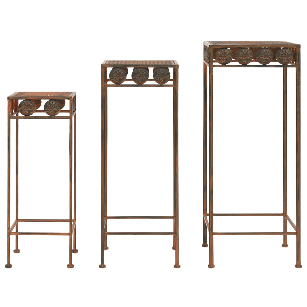 plantestativsæt i 3 dele vintagestil metal rustfarve billede