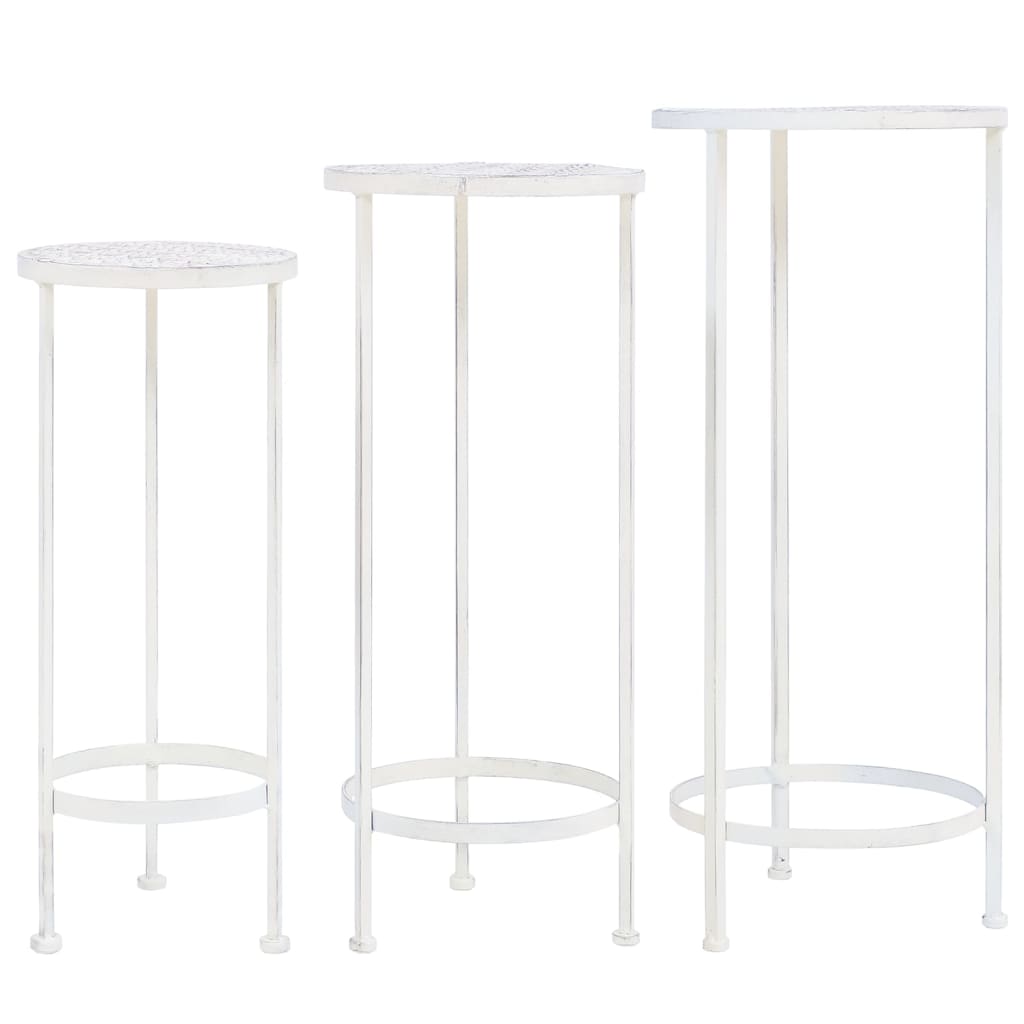 plantestativer 3 dele vintagestil metal antik hvid billede