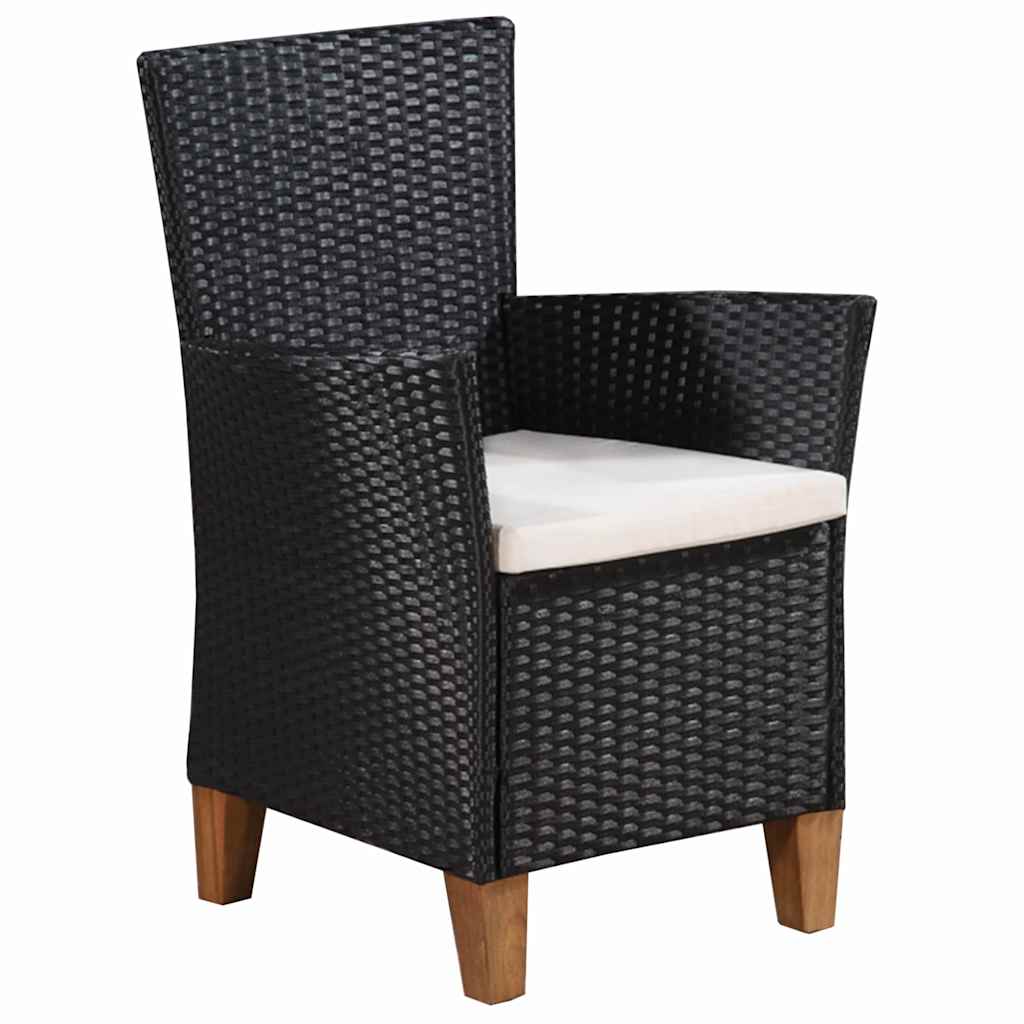udendørs spisebordssæt 9 dele polyrattan sort og brun