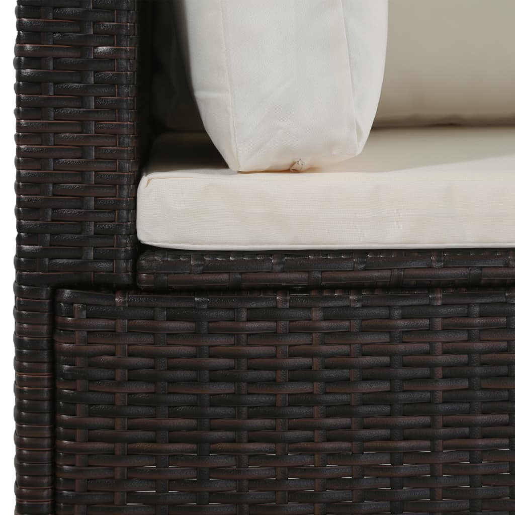 loungesæt til haven 4 dele med hynder polyrattan brun