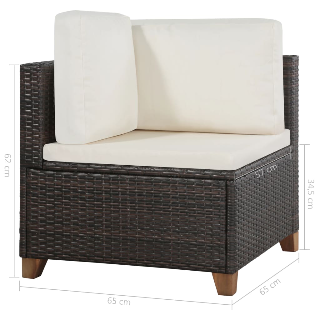 loungesæt til haven 4 dele med hynder polyrattan brun