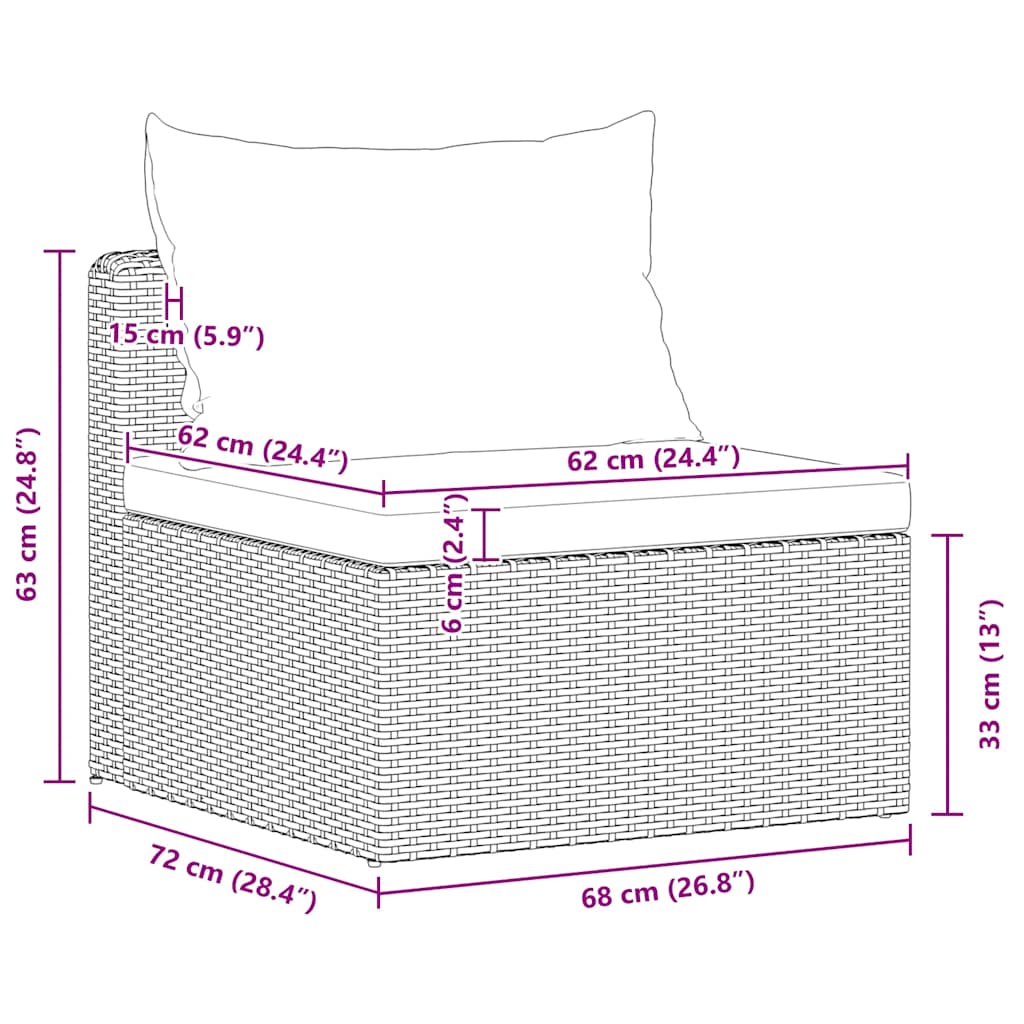 havesofasæt i 4 dele med hynder polyrattan grå