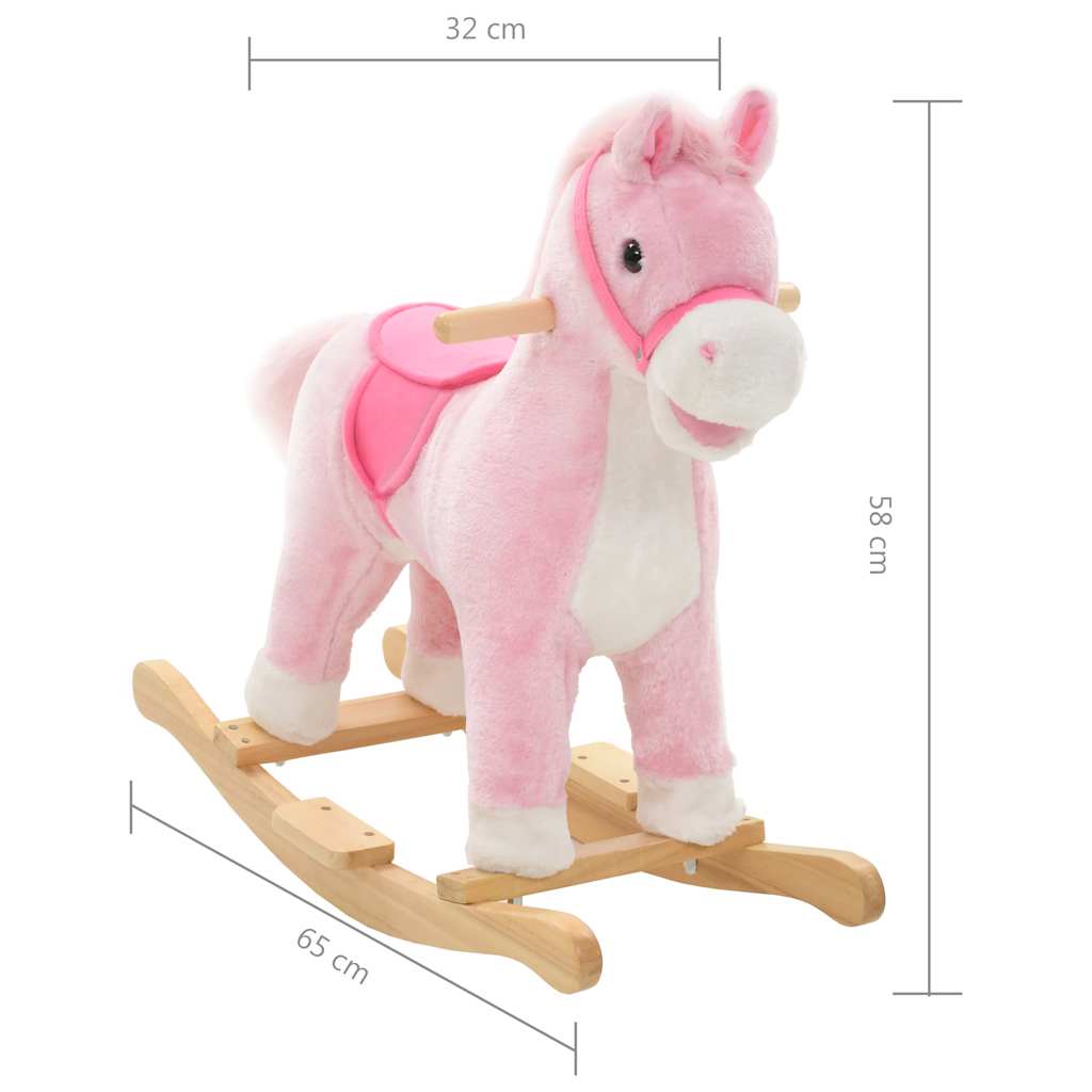 gyngedyr hest 65x32x58 cm plysstof lyserød