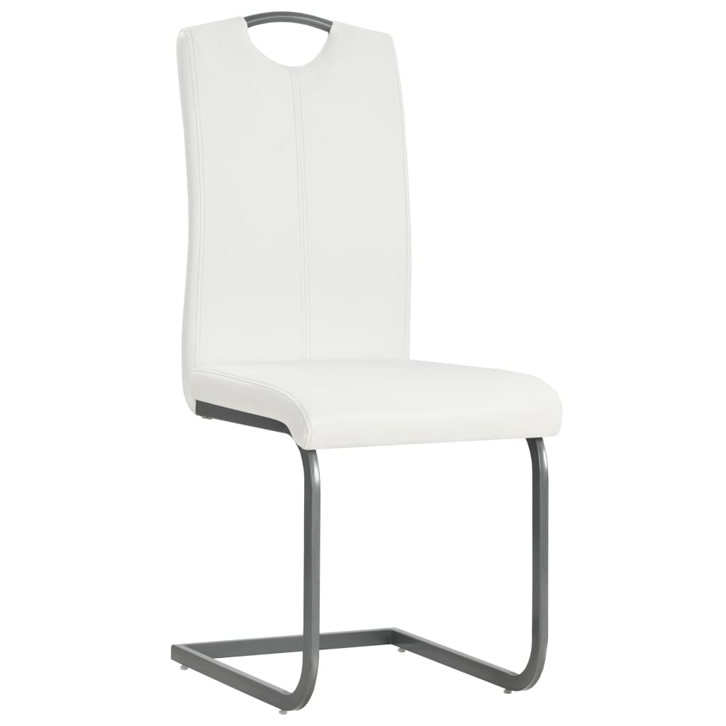 spisebordsstole med cantilever 2 stk. kunstlæder hvid