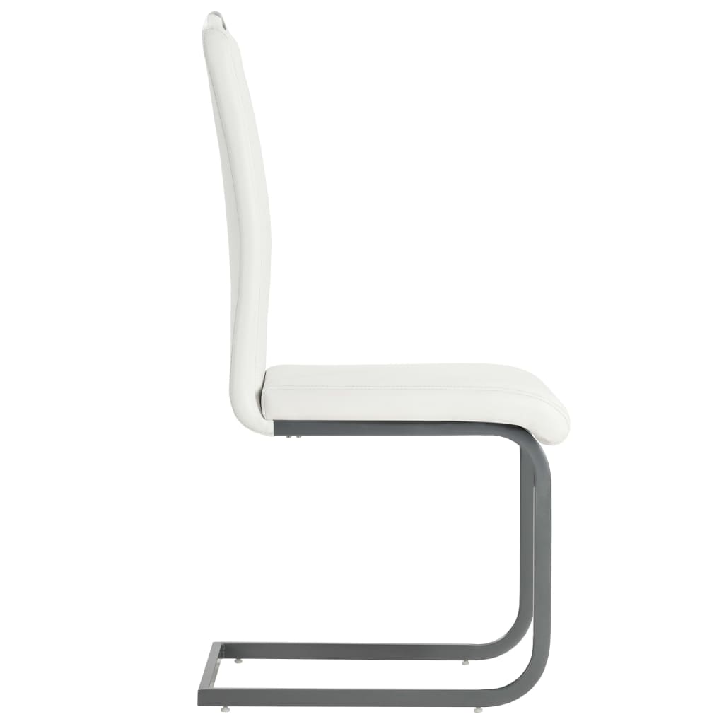 spisebordsstole med cantilever 2 stk. kunstlæder hvid