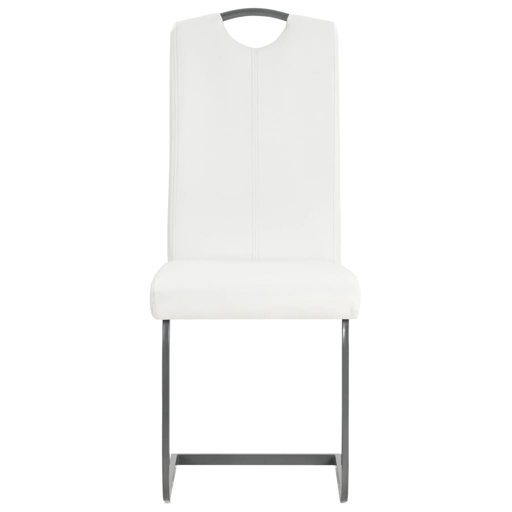 spisebordsstole med cantilever 4 stk. stof hvid