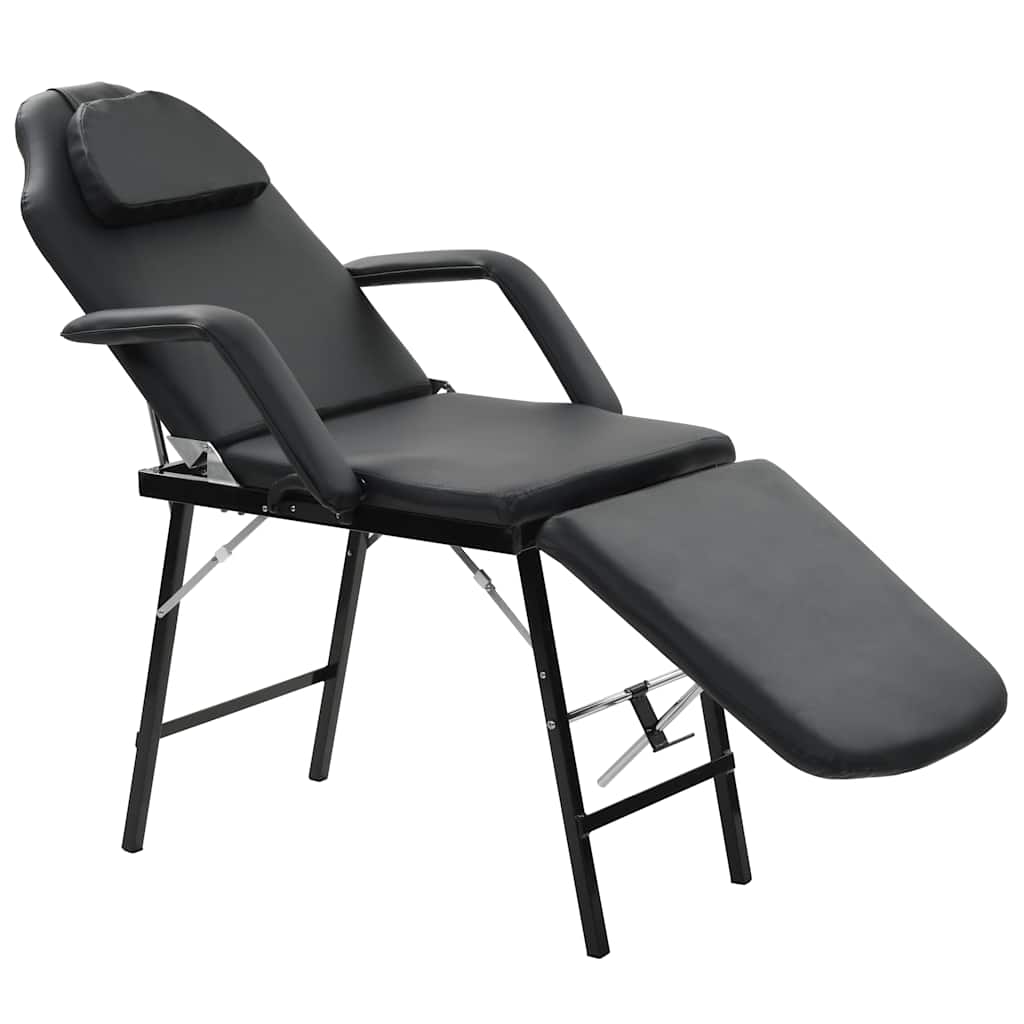 mobil ansigtsbehandlingsstol kunstlæder 185 x 78 x 76 cm sort billede