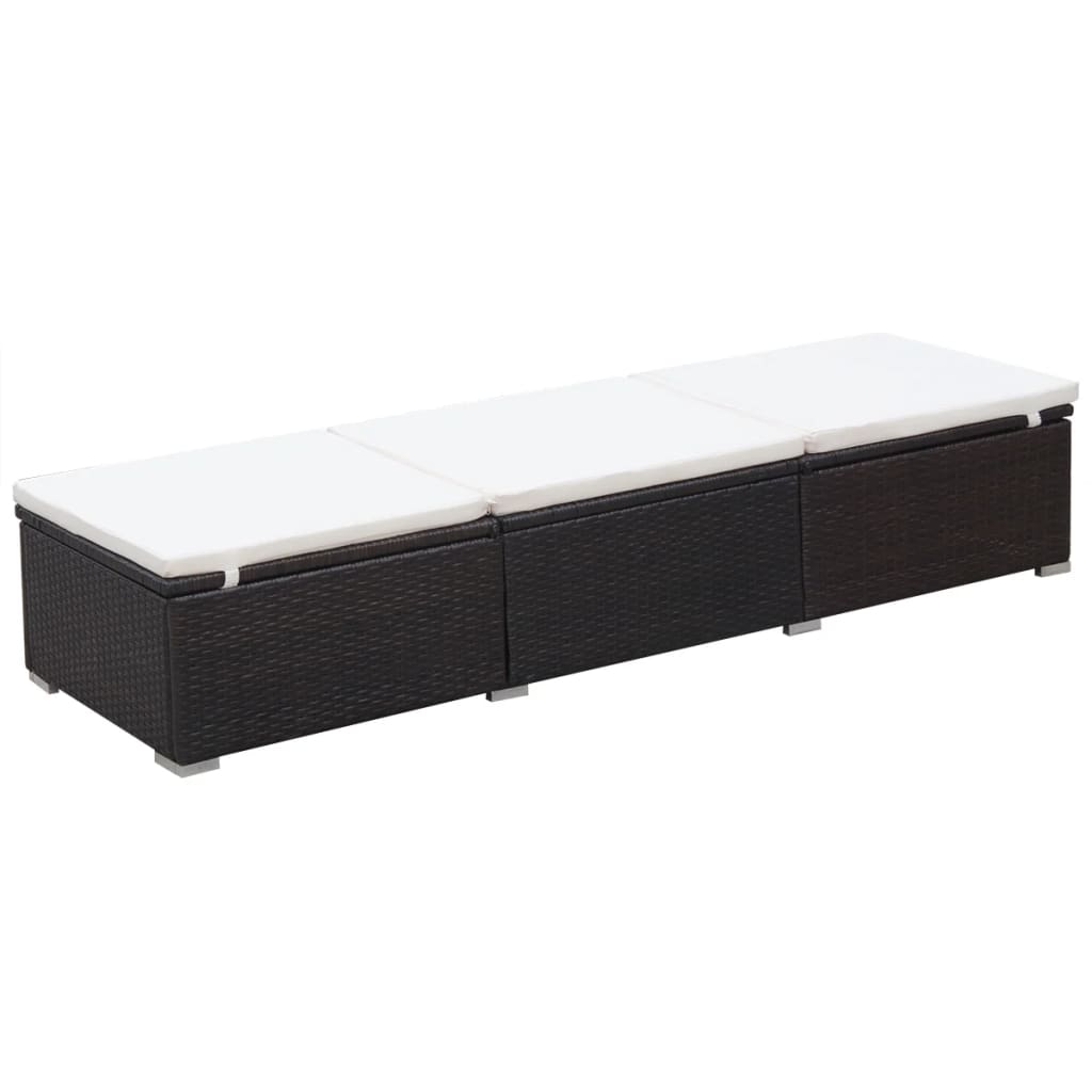 liggestol med hynde polyrattan brun