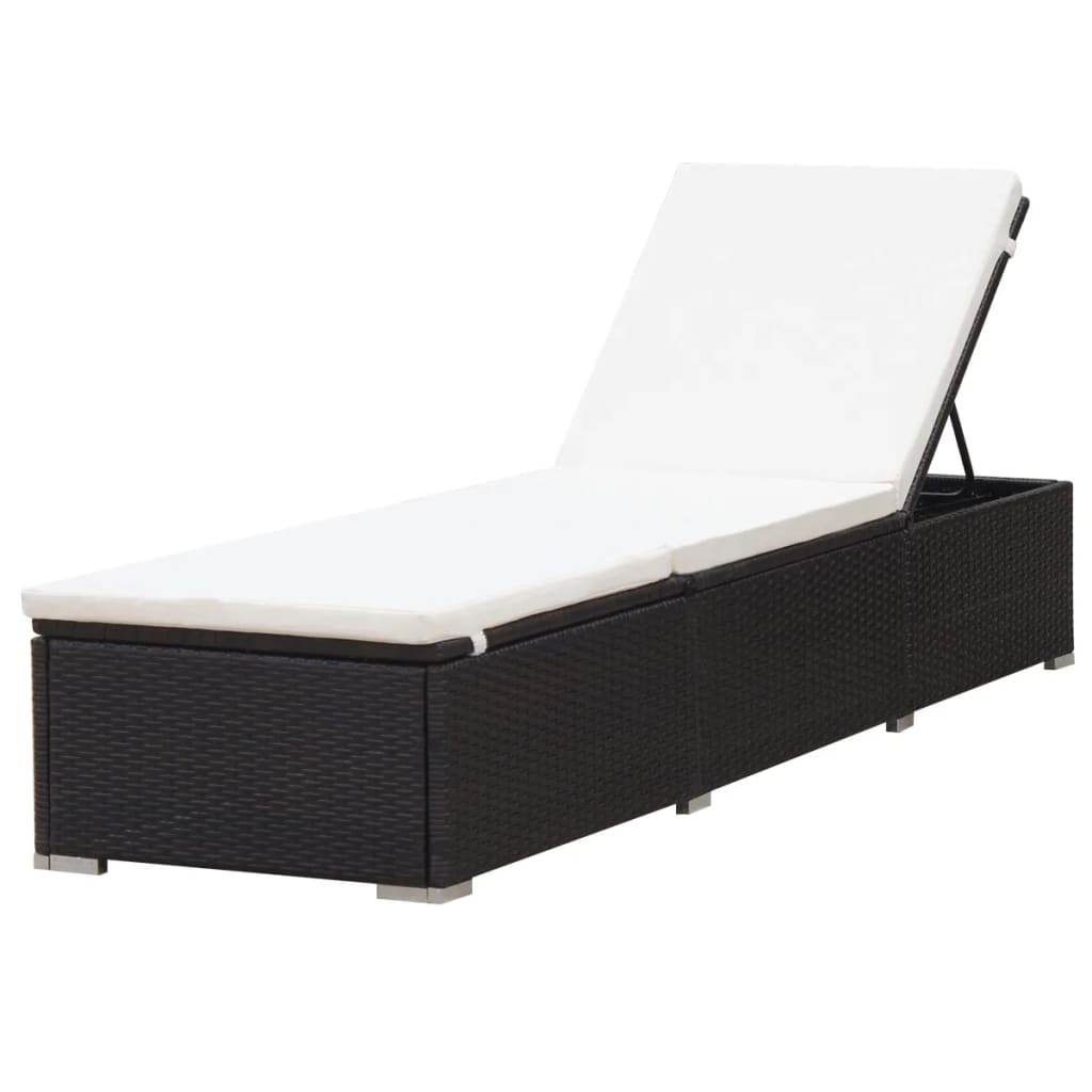 liggestol med hynde polyrattan brun