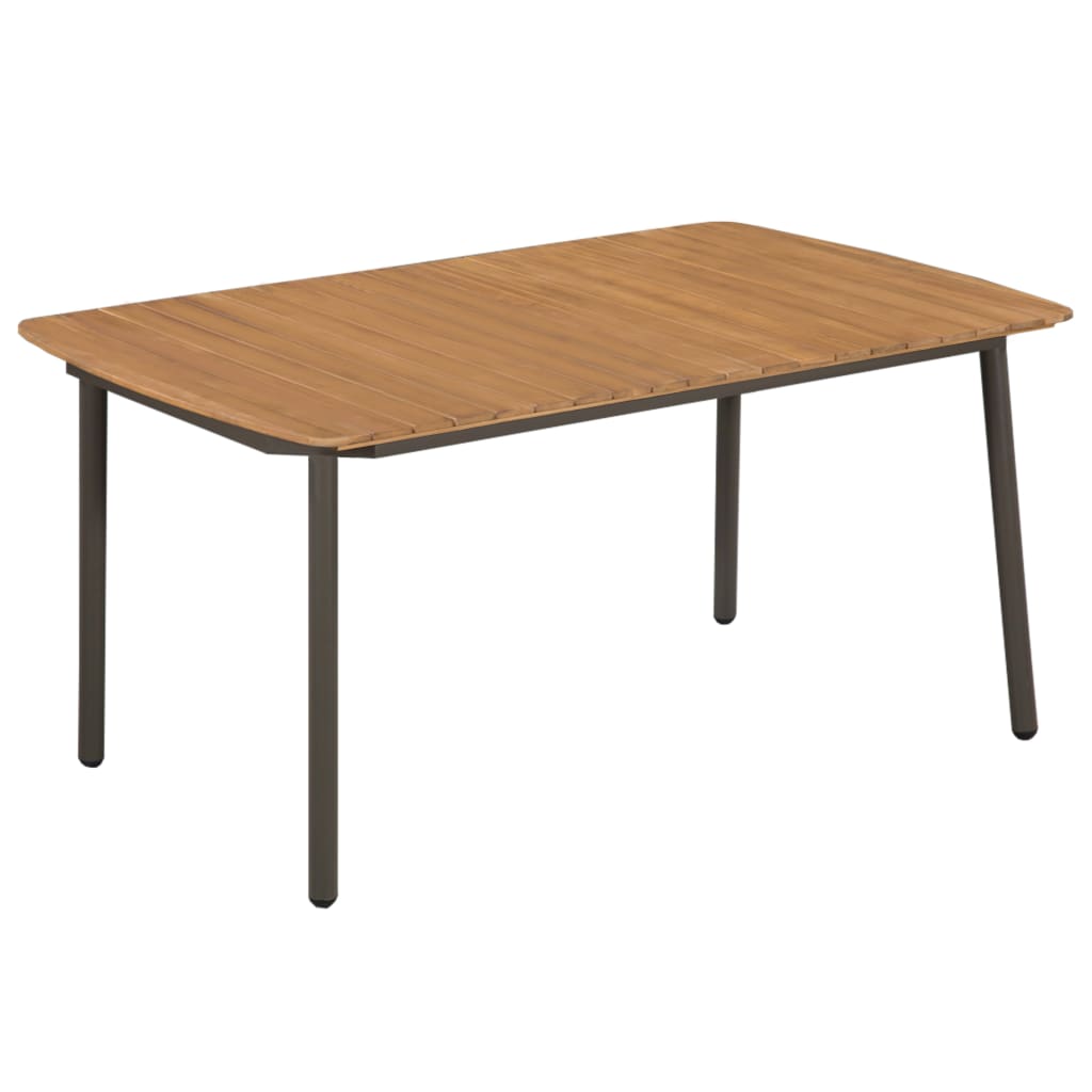 havebord massivt akacietræ og stål 150 x 90 x 72 cm billede