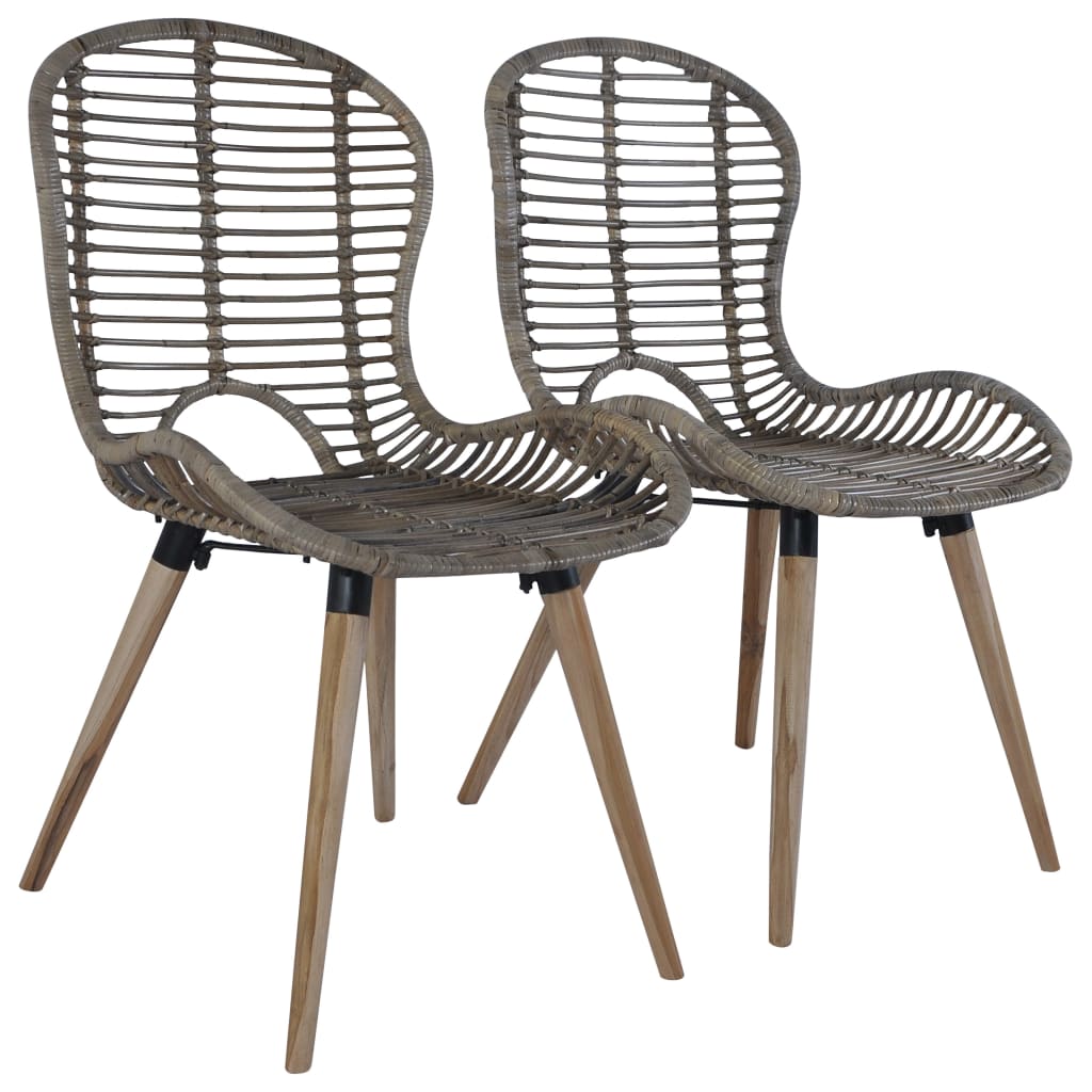 spisebordsstole 2 stk. naturligt rattan brun