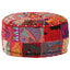 puffe med patchwork rund bomuld håndlavet 40 x 20 cm rød