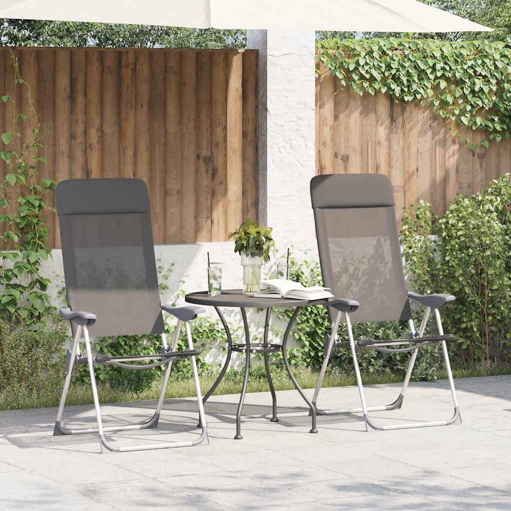 foldbare campingstole 2 stk. aluminium grå billede