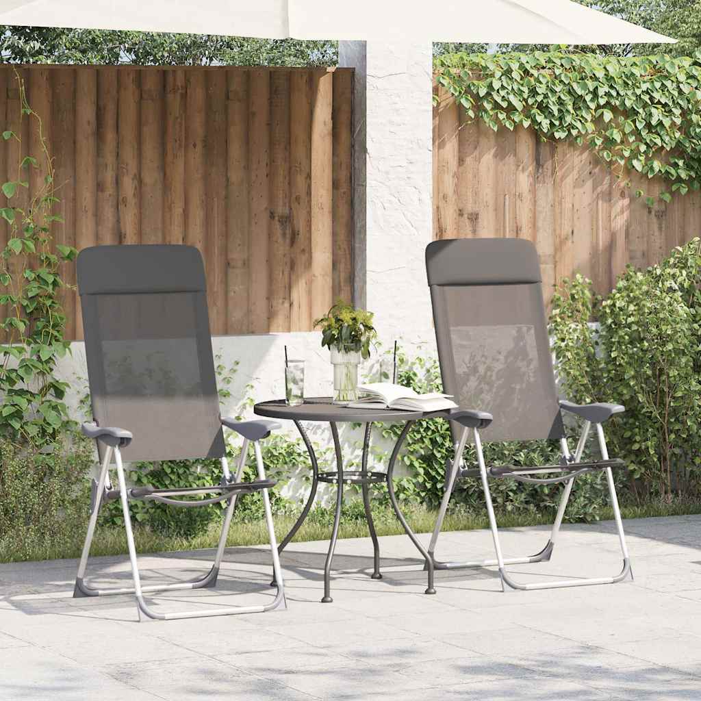 foldbare campingstole 4 stk. aluminium grå billede