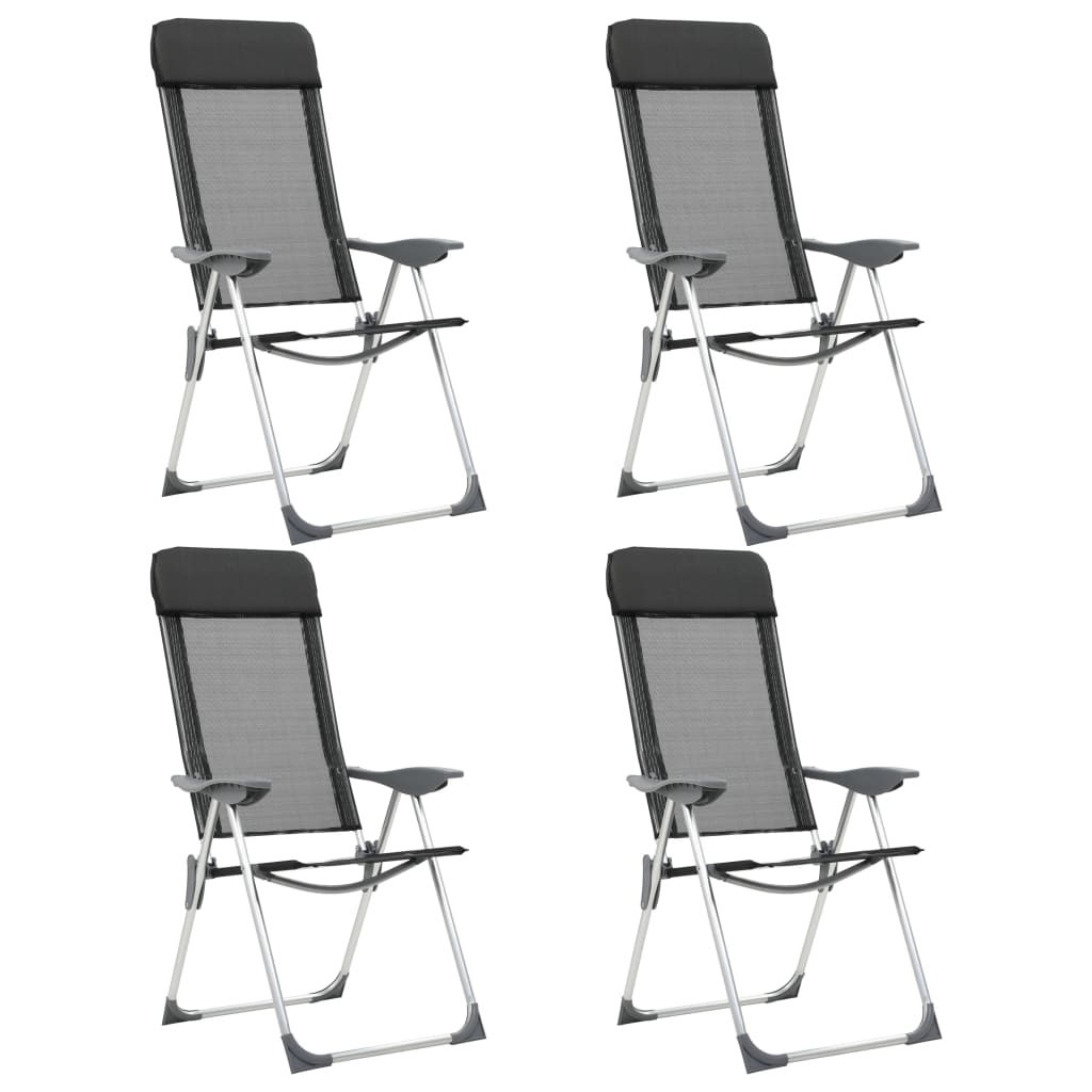 foldbare campingstole 4 stk. aluminium sort billede