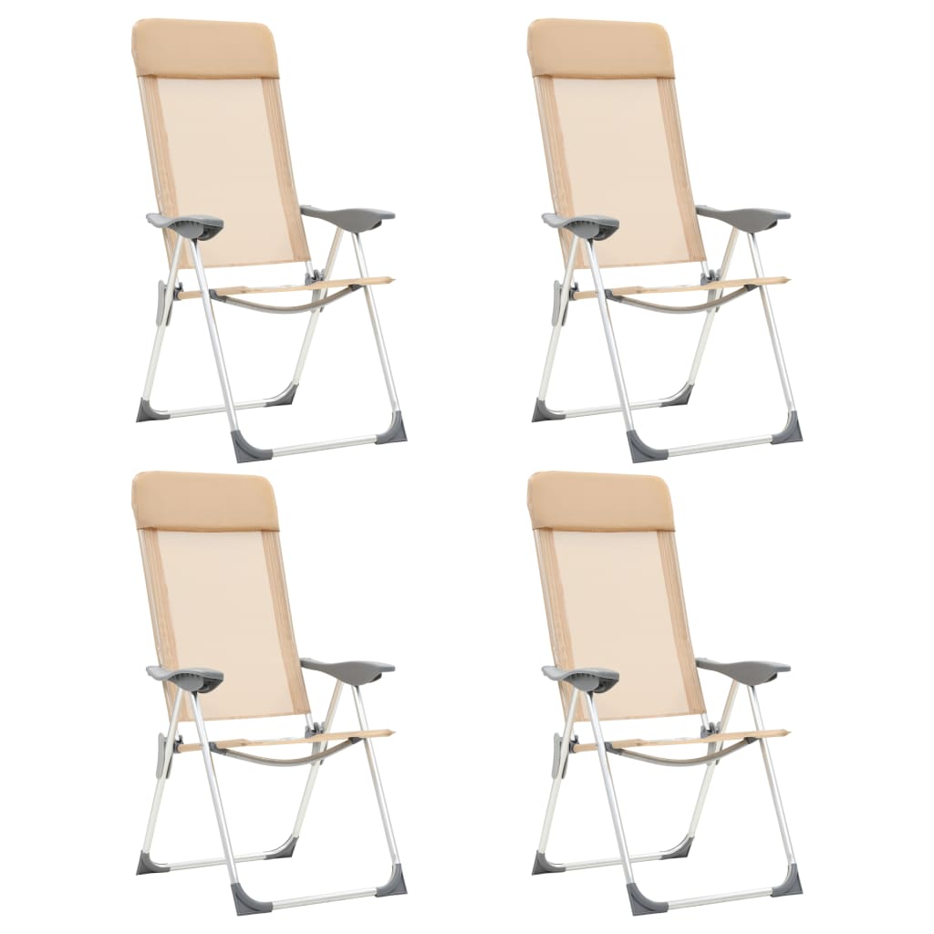 foldbare campingstole 4 stk. aluminium cremefarvet billede