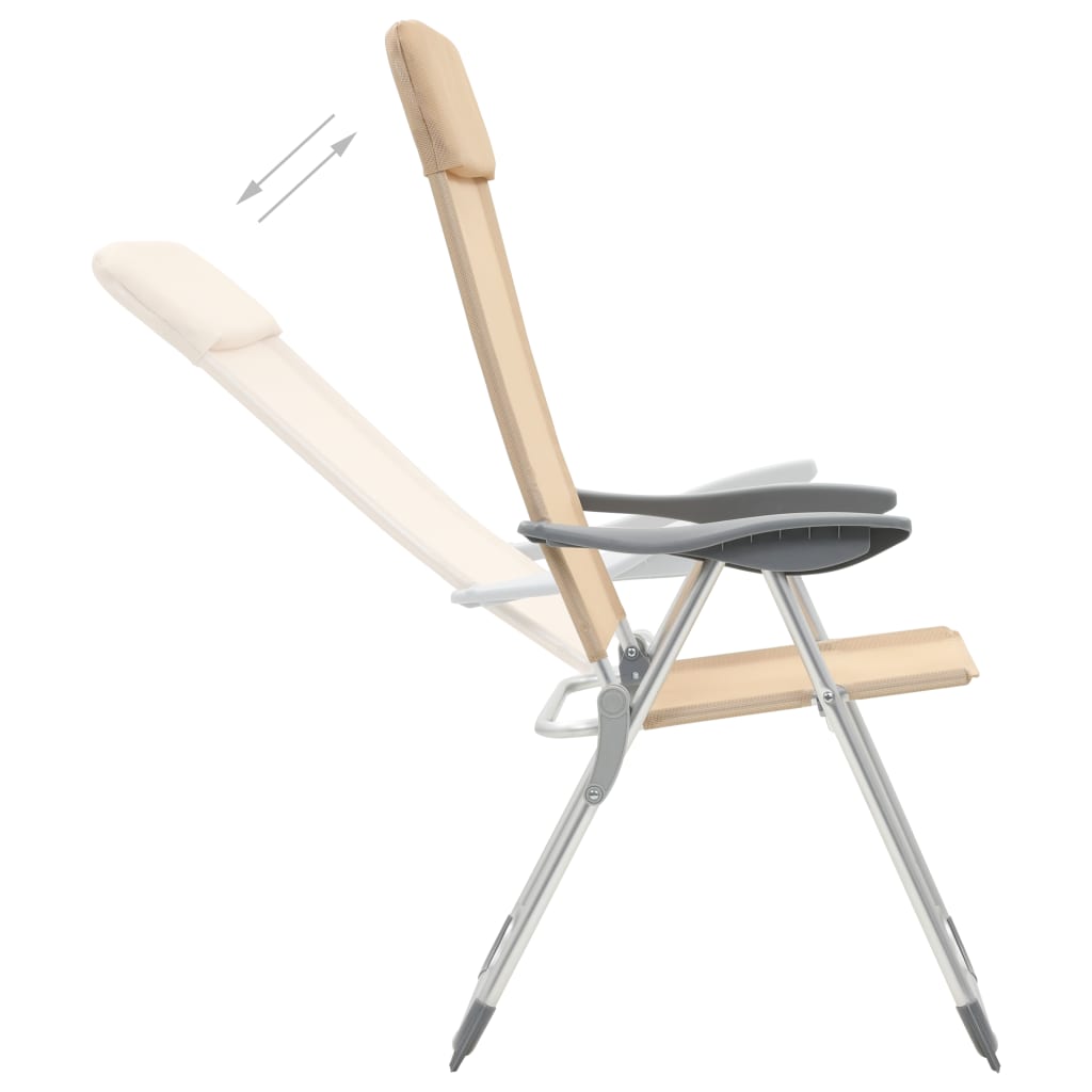 foldbare campingstole 4 stk. aluminium cremefarvet