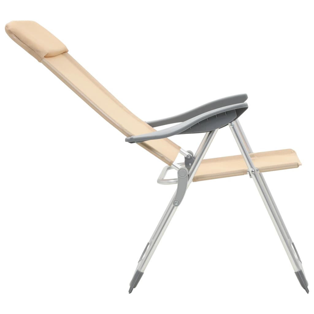 foldbare campingstole 4 stk. aluminium cremefarvet