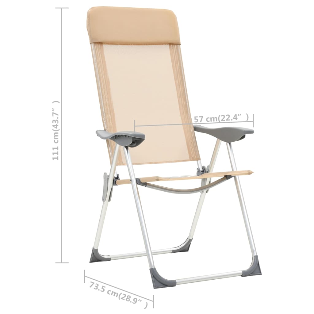 foldbare campingstole 4 stk. aluminium cremefarvet