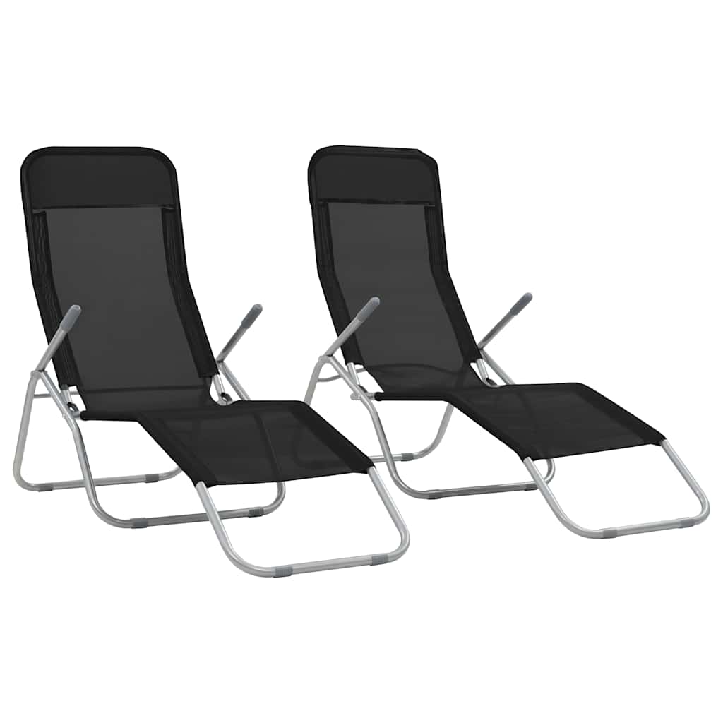 foldbare liggestole 2 stk. textilene sort