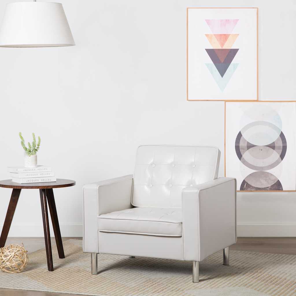Lænestol Hvid 75x70x75 cm Kunstlæder