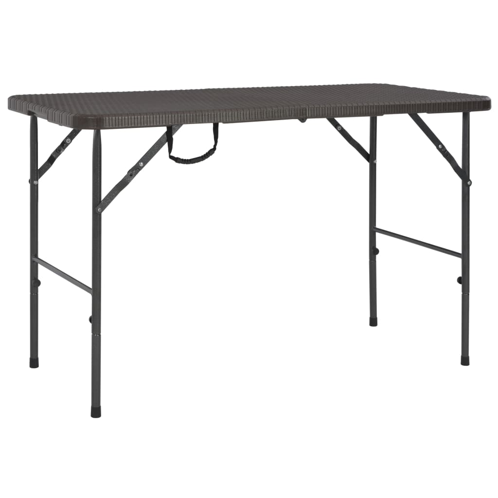 foldbart havebord 120 x 60 x 74 cm HDPE rattanlook brun billede