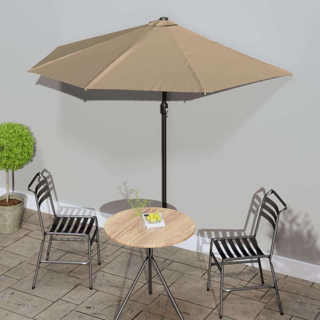 Altanparasol Med Aluminiumsstang 270x144x222 Cm Halv - mørk gråbrun