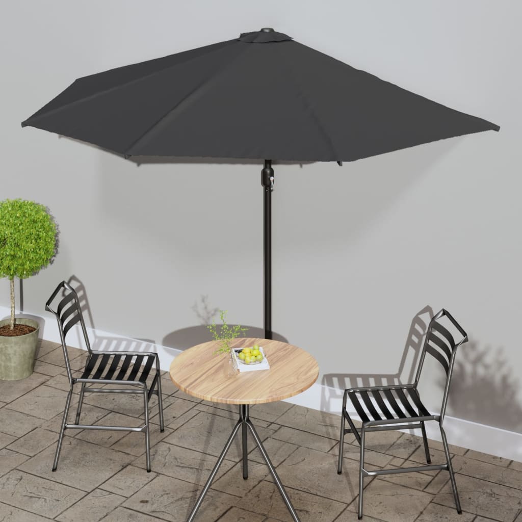 Altanparasol Med Aluminiumsstang 270x144x222 Cm Halv - Mørk antracitgrå