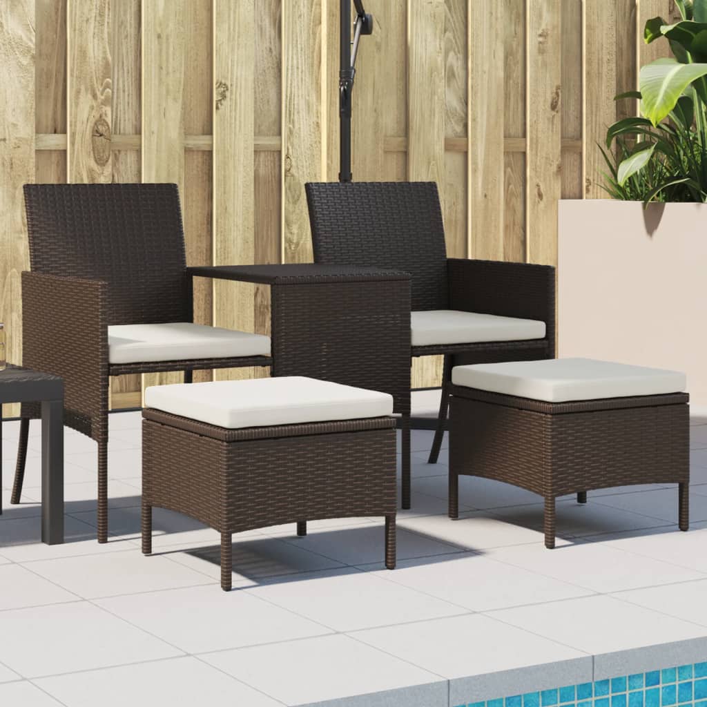 2-personers havesofa med bord og skamler polyrattan brun billede