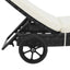 liggestol med hynde og hjul polyrattan sort