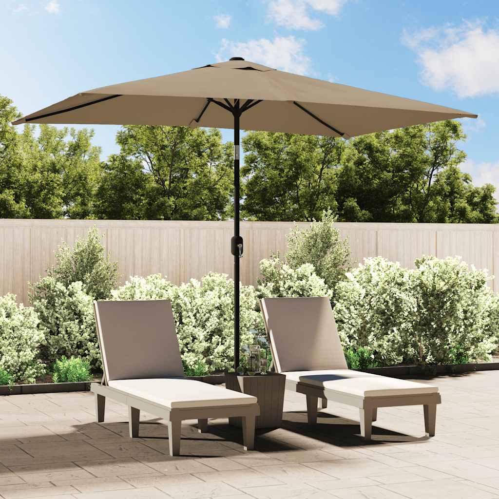parasol med metalstang 300x200 cm gråbrun