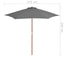 parasol 270 cm træstang antracitgrå