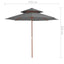 parasol m. træstang 270 cm 2 niveauer antracitgrå